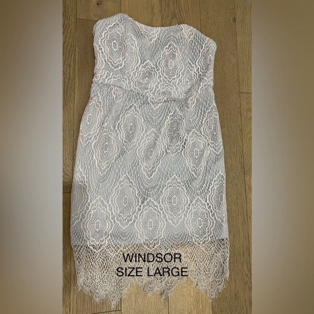 Windsor Ivory Lace Strapless Dress